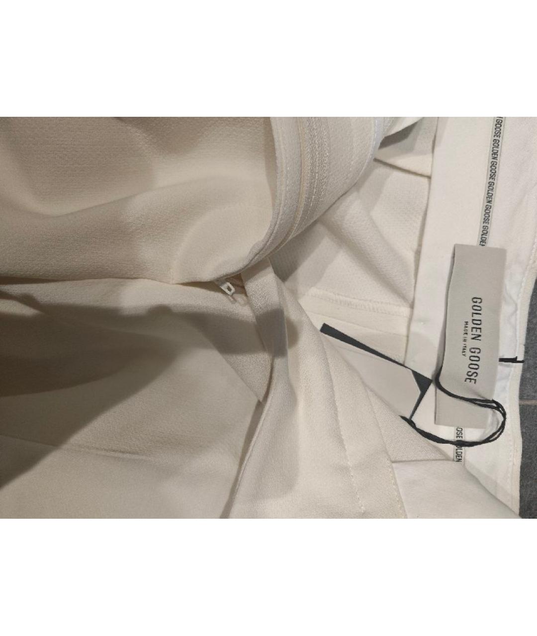 GOLDEN GOOSE DELUXE BRAND Бежевые вискозные прямые брюки, фото 4