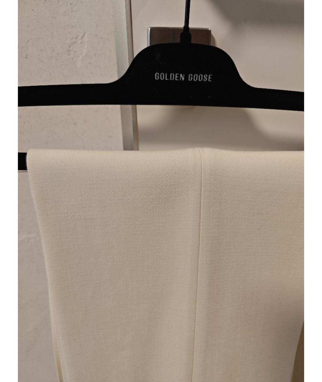 GOLDEN GOOSE DELUXE BRAND Бежевые вискозные прямые брюки, фото 8