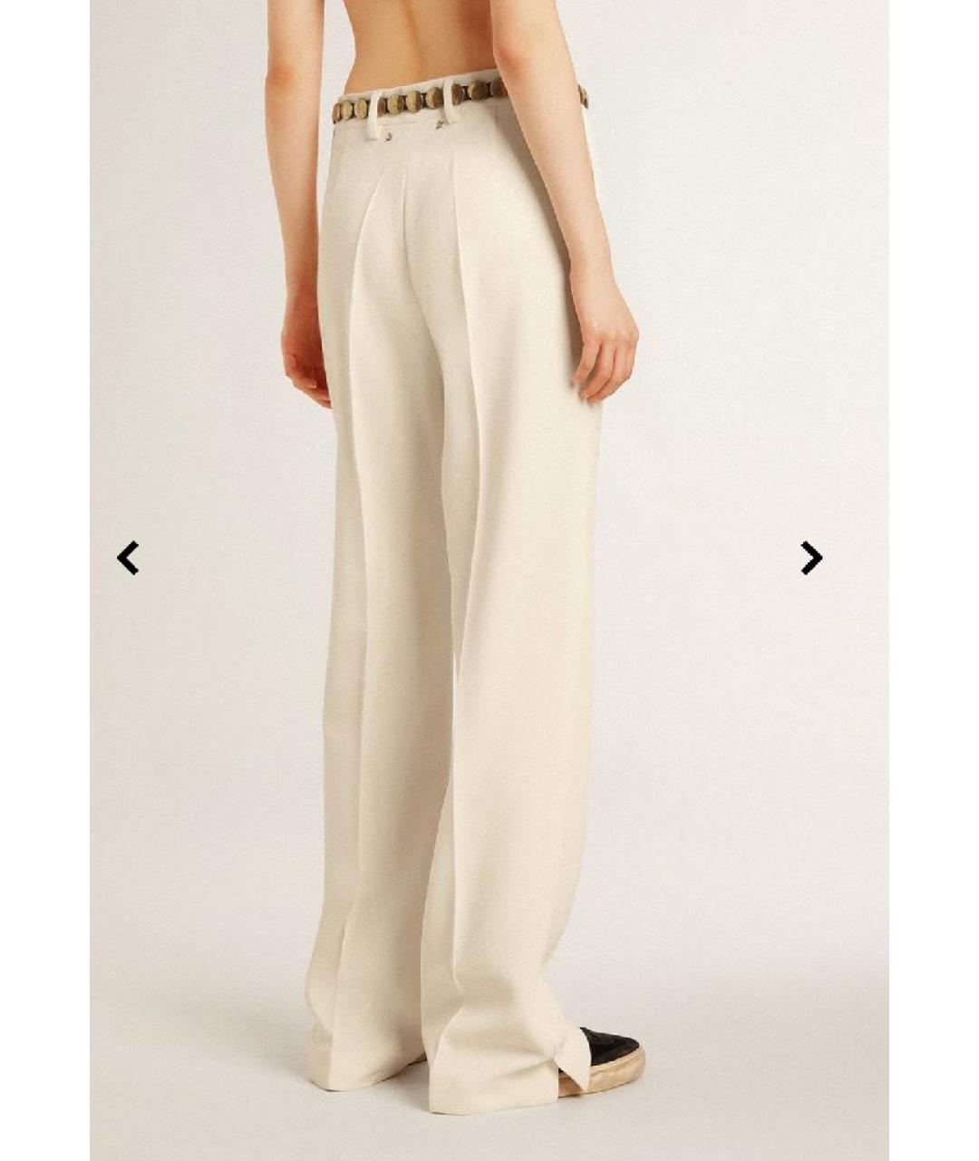 GOLDEN GOOSE DELUXE BRAND Бежевые вискозные прямые брюки, фото 8