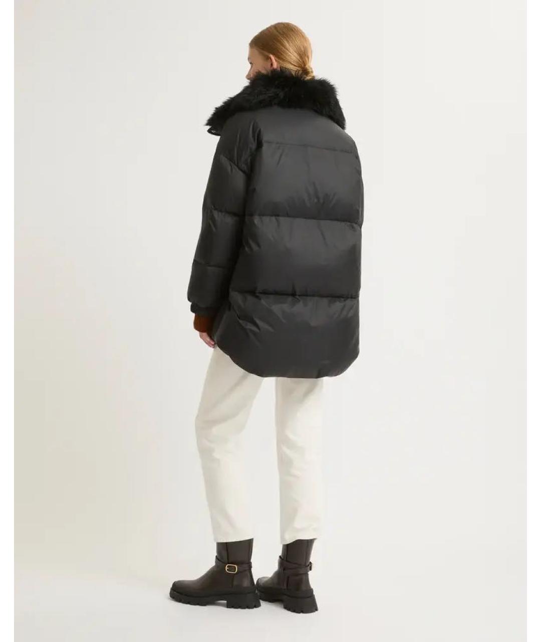 YVES SALOMON Черный полиэстеровый пуховик, фото 3