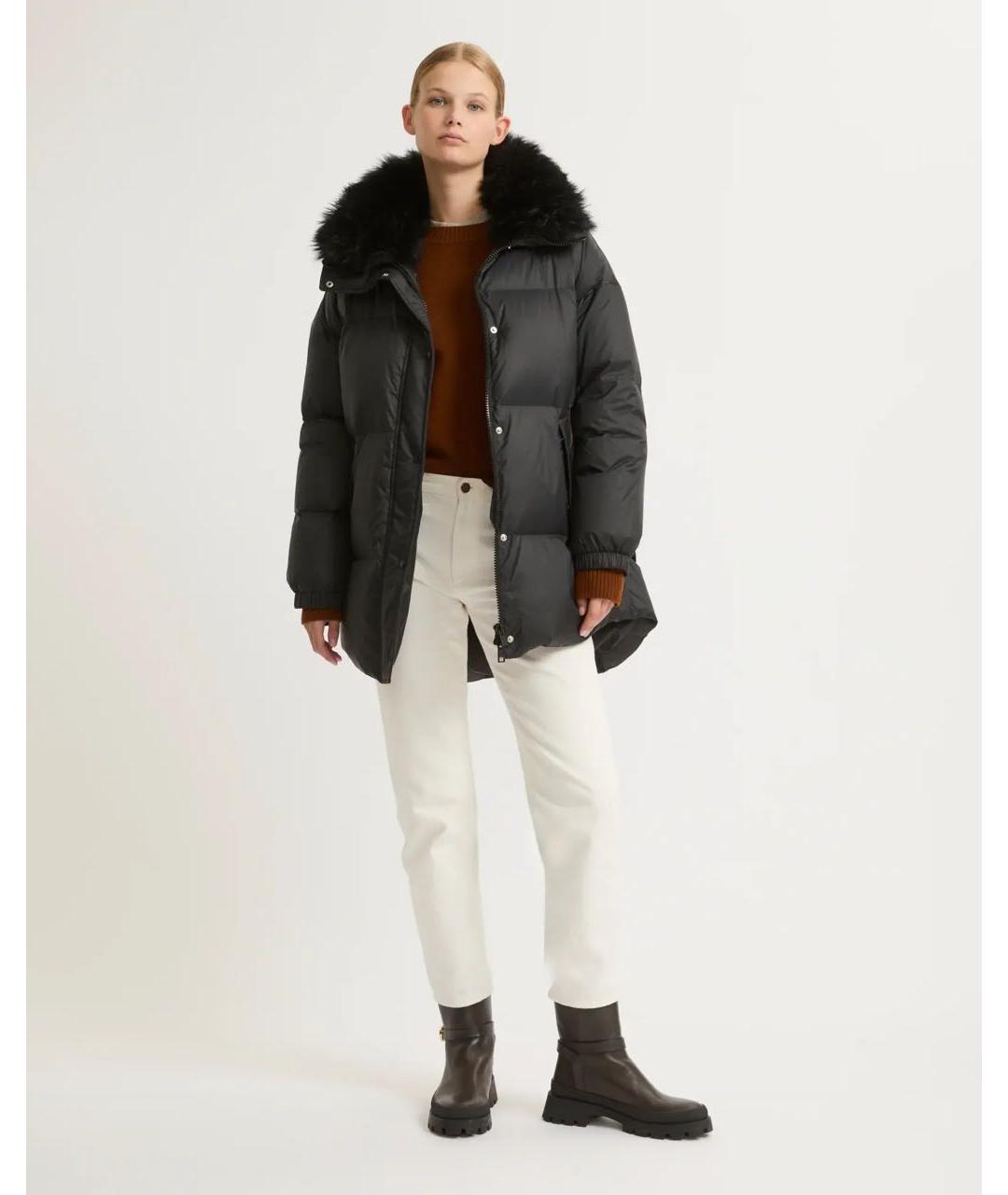 YVES SALOMON Черный полиэстеровый пуховик, фото 4