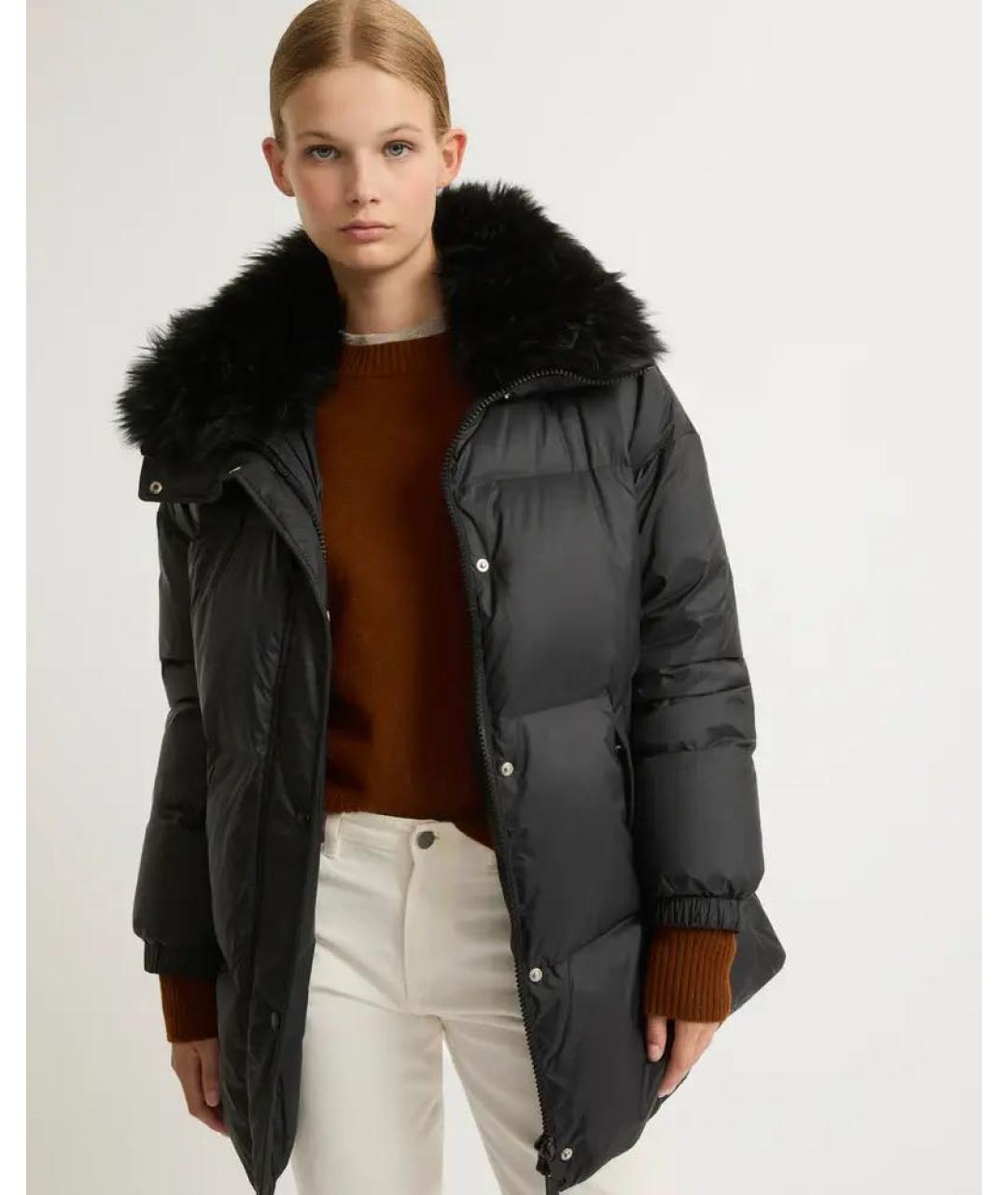 YVES SALOMON Черный полиэстеровый пуховик, фото 2