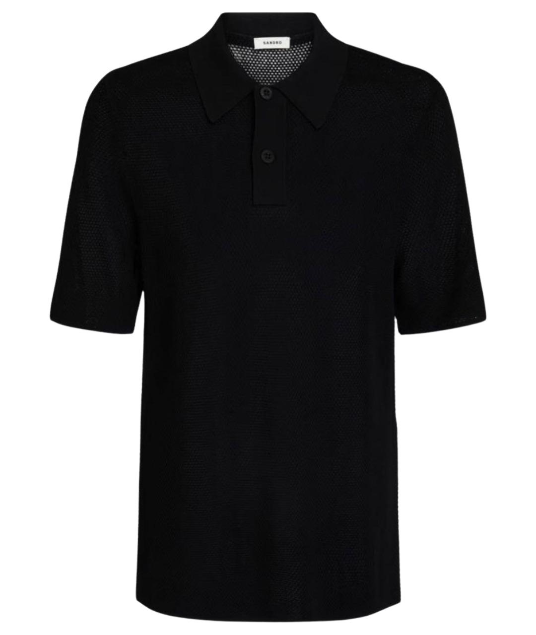 SANDRO Черное вискозное поло с коротким рукавом, фото 1