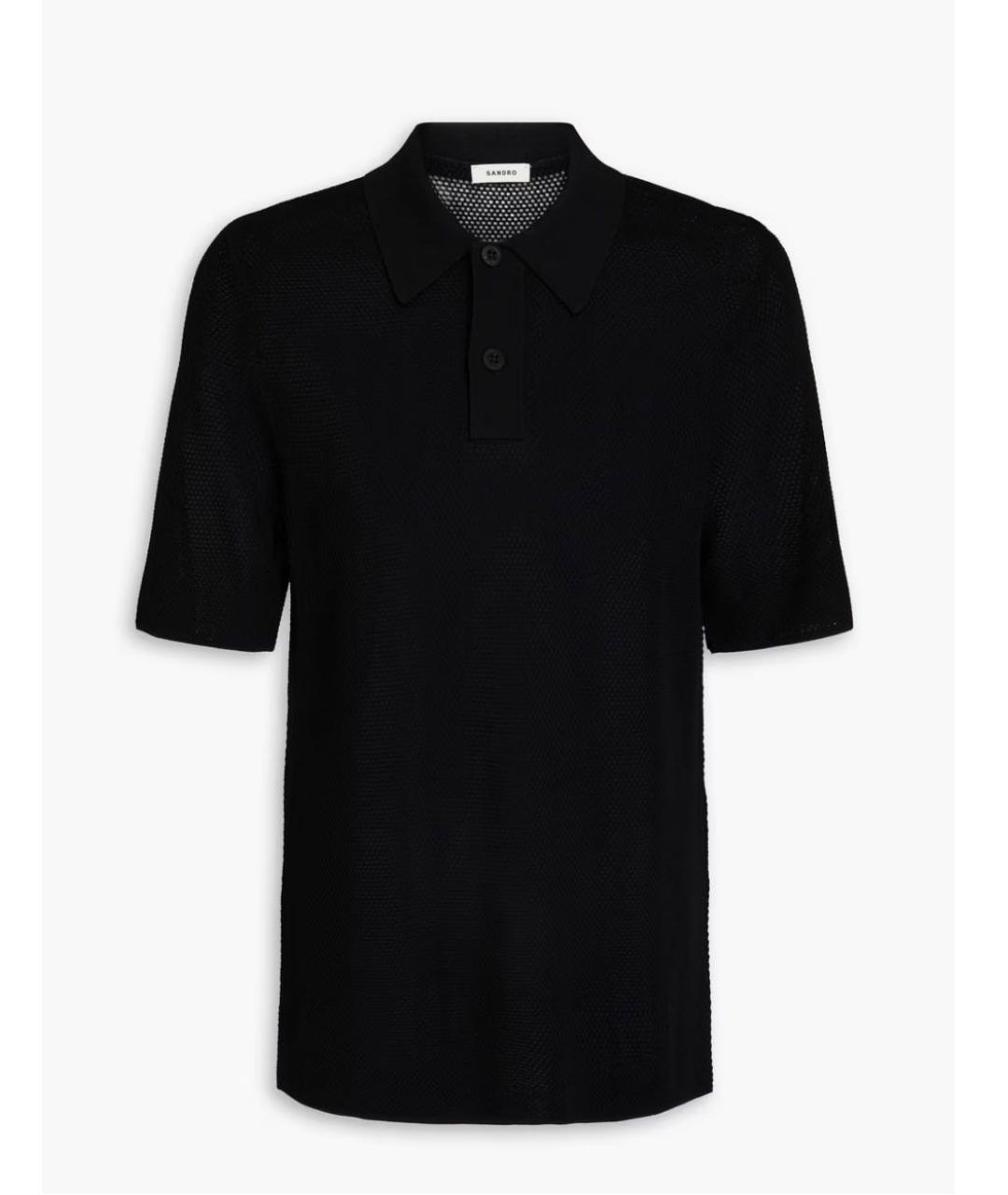 SANDRO Черное вискозное поло с коротким рукавом, фото 8