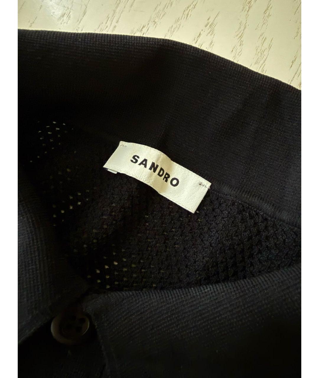 SANDRO Черное вискозное поло с коротким рукавом, фото 3