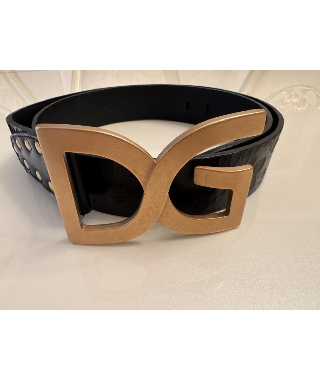 DOLCE&GABBANA Черный кожаный ремень, фото 6