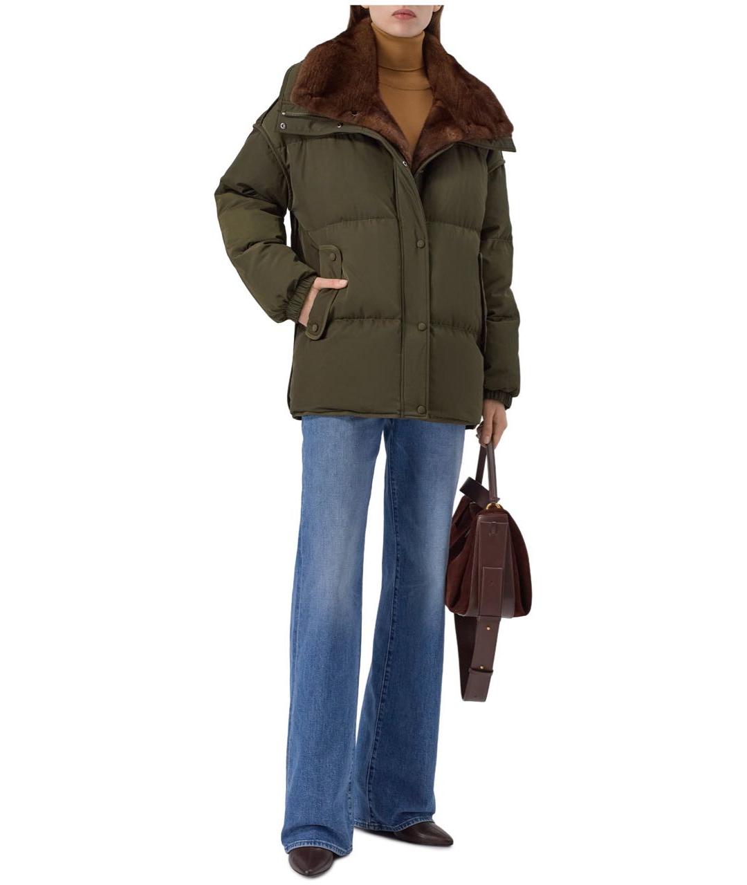 YVES SALOMON Хаки полиэстеровый пуховик, фото 5