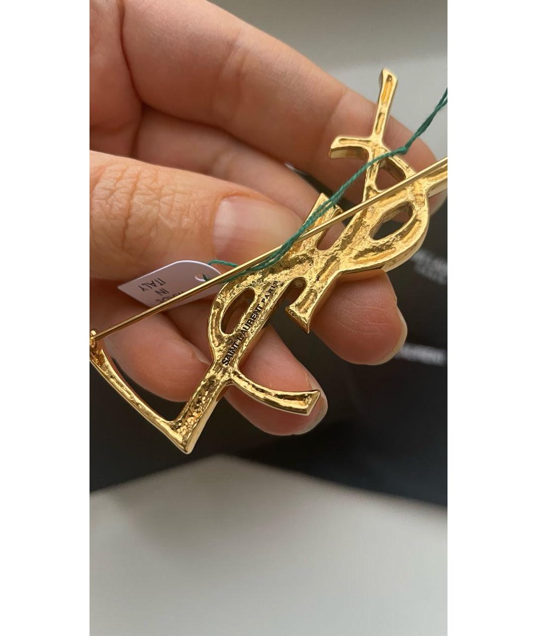 SAINT LAURENT Золотая латунная булавка / брошь, фото 3