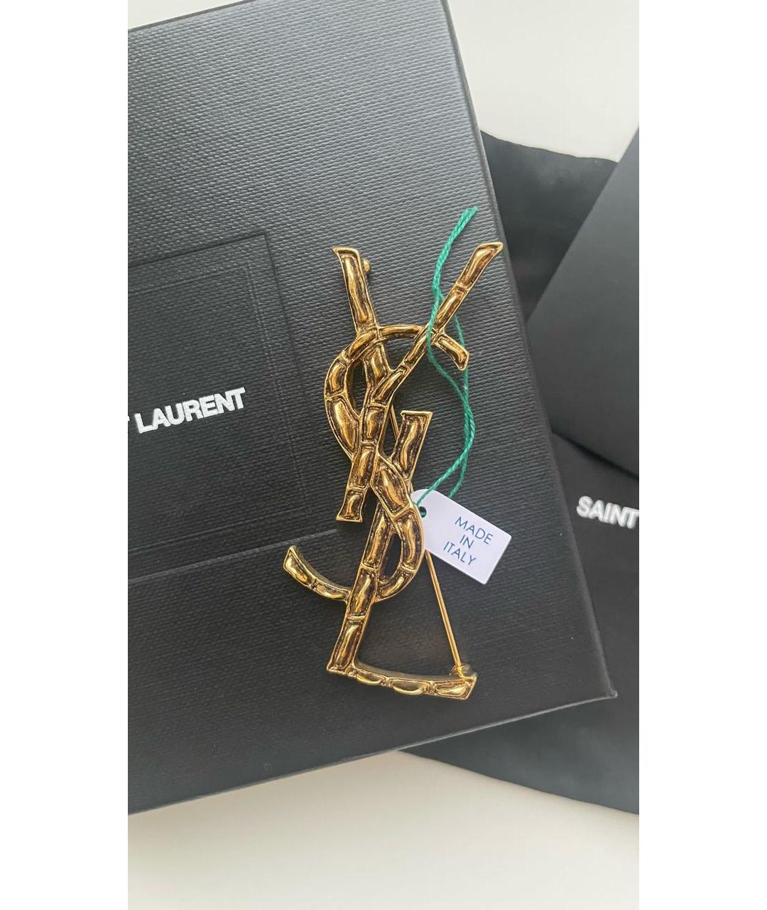 SAINT LAURENT Золотая латунная булавка / брошь, фото 2