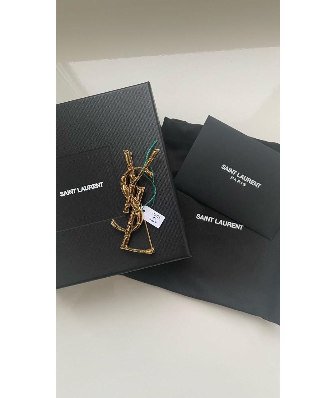 SAINT LAURENT Золотая латунная булавка / брошь, фото 6