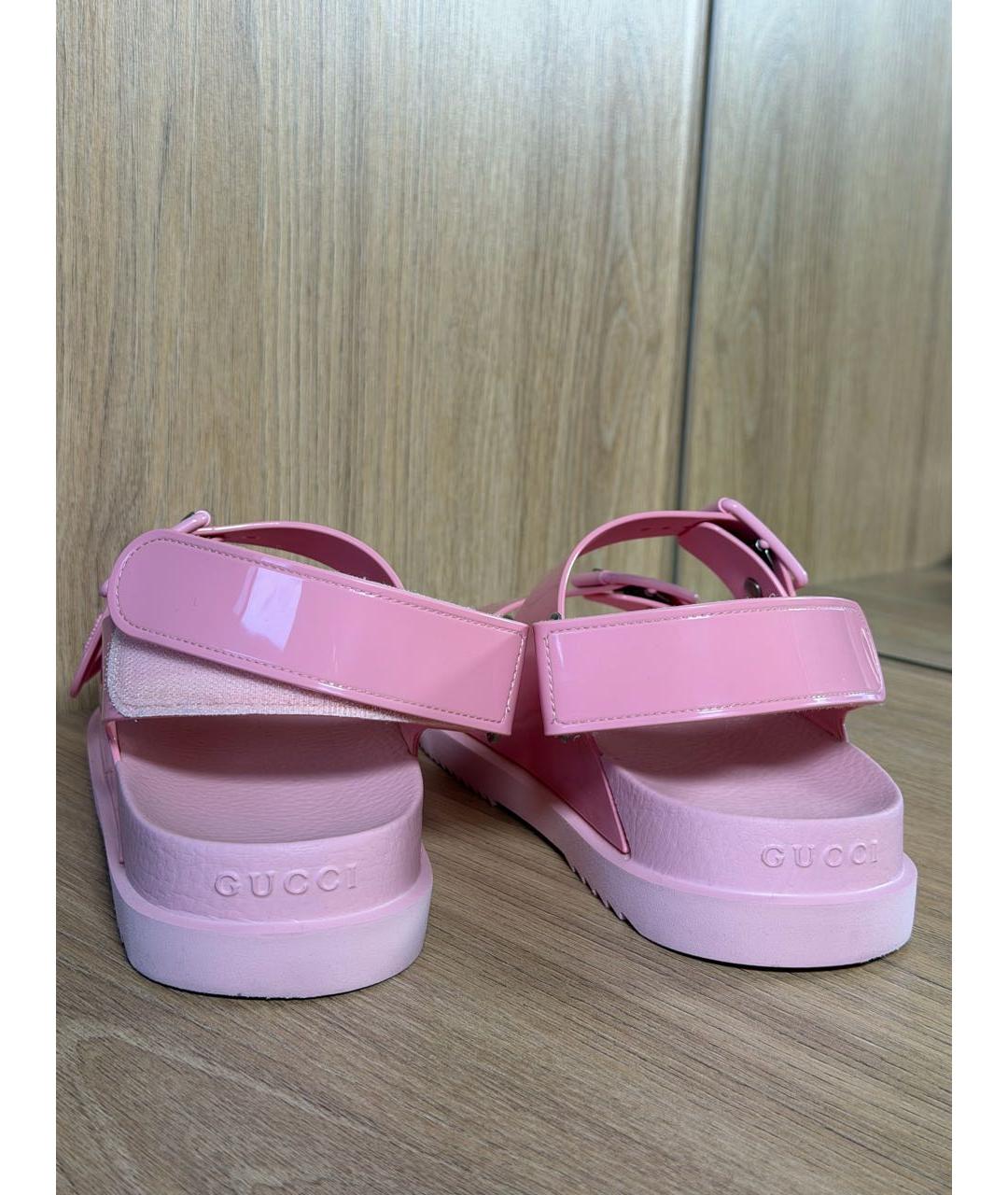 GUCCI Розовые резиновые сандалии, фото 4