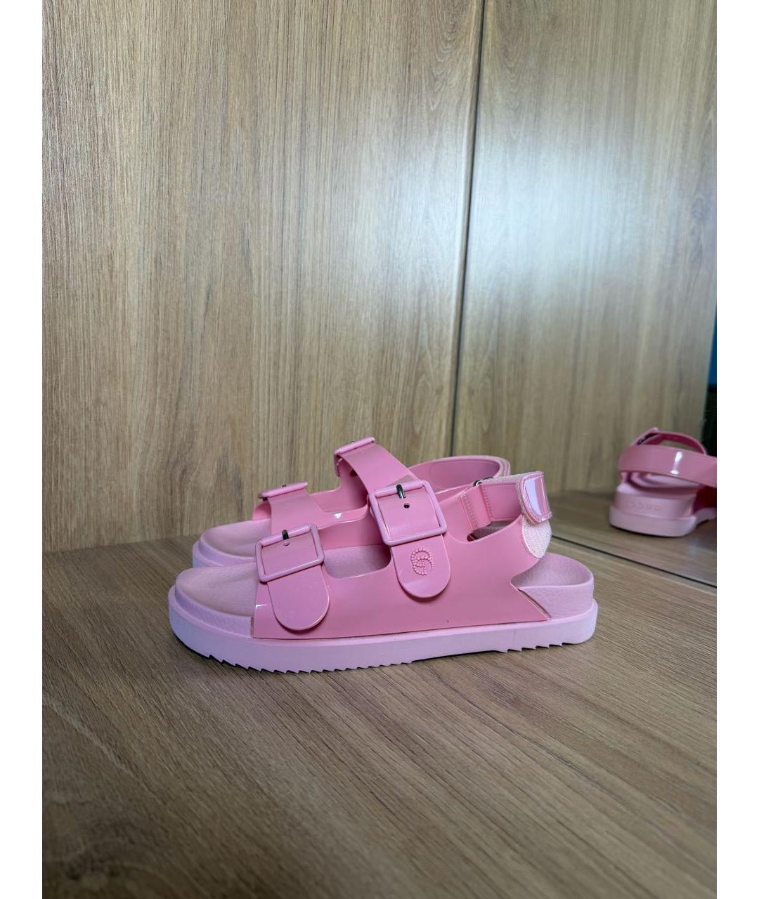 GUCCI Розовые резиновые сандалии, фото 6