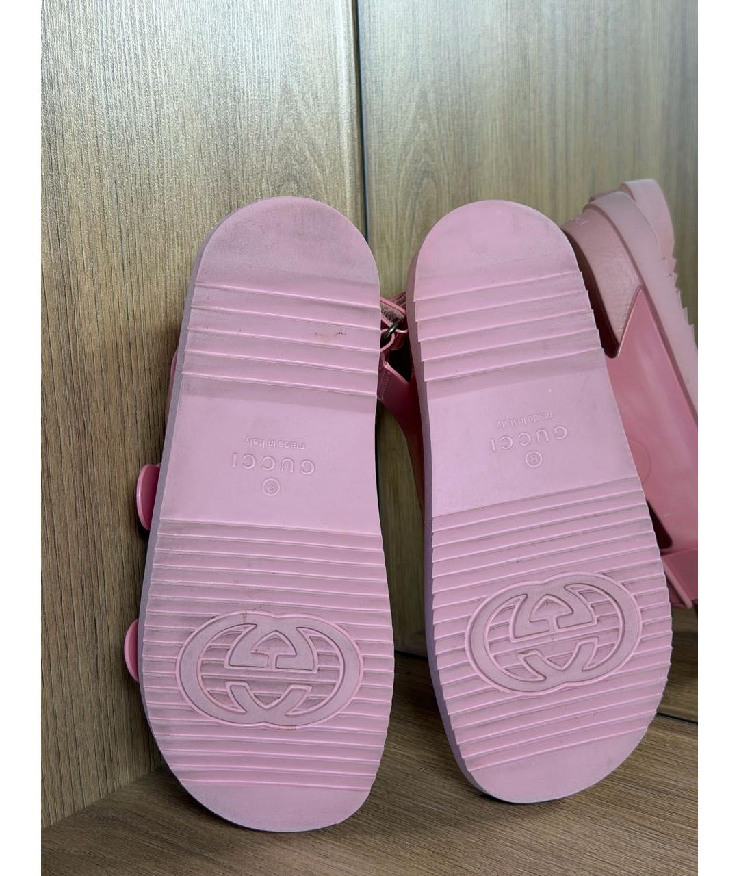 GUCCI Розовые резиновые сандалии, фото 7