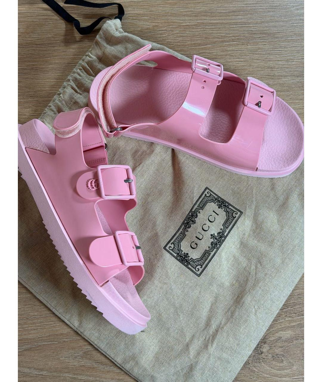 GUCCI Розовые резиновые сандалии, фото 8