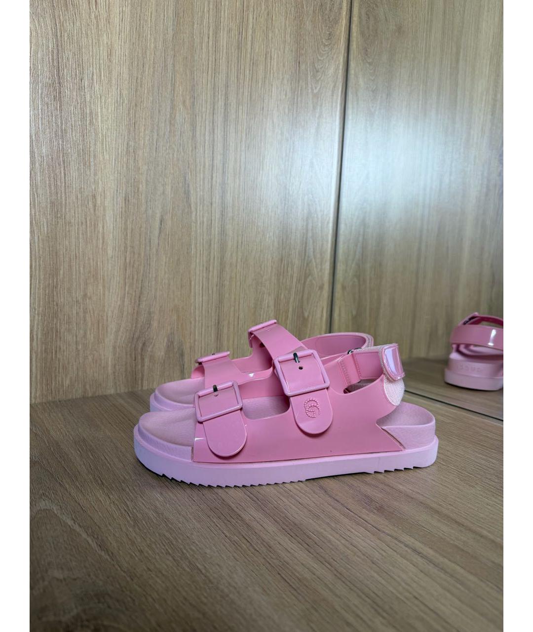 GUCCI Розовые резиновые сандалии, фото 9