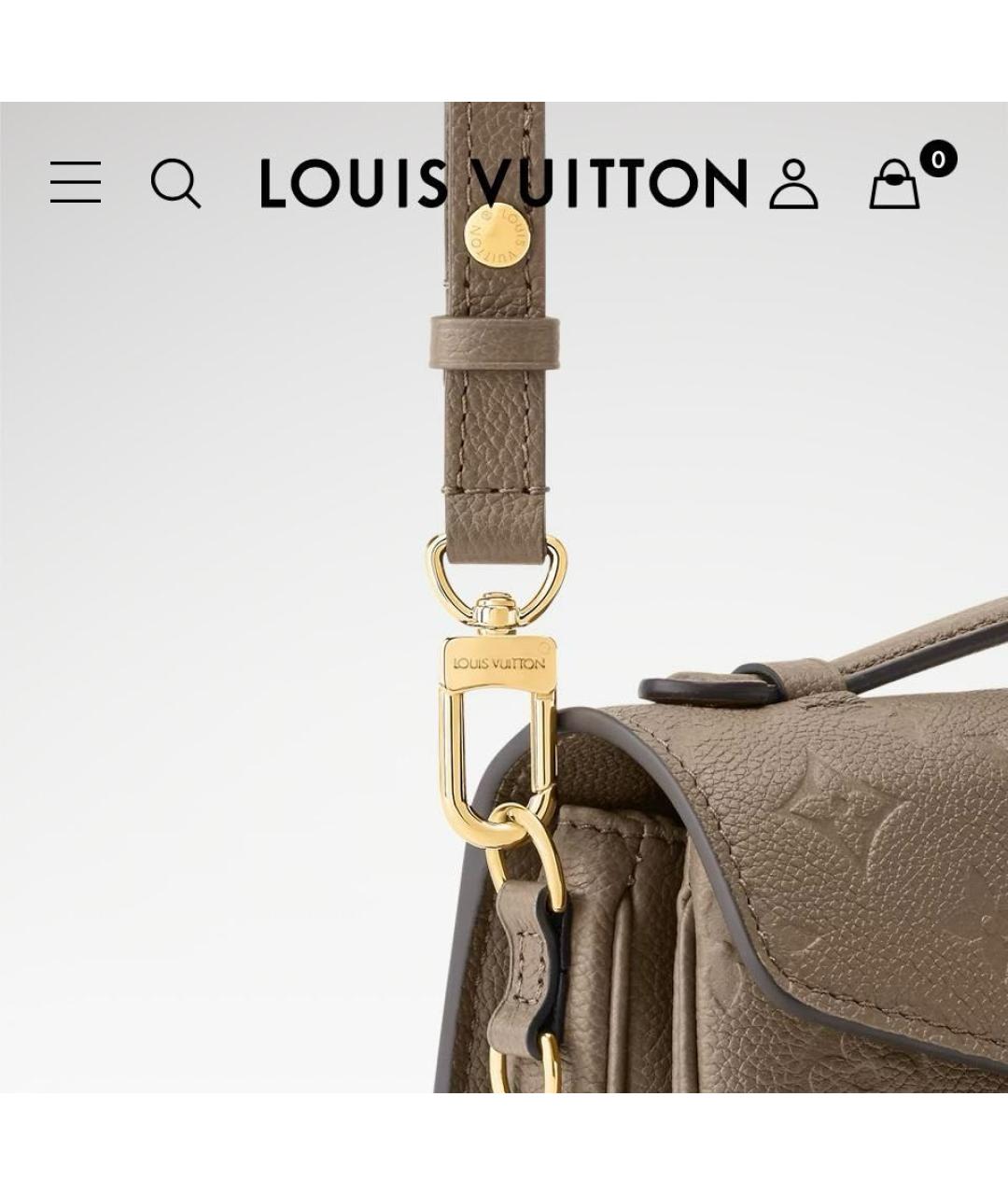 LOUIS VUITTON Серая кожаная сумка через плечо, фото 5