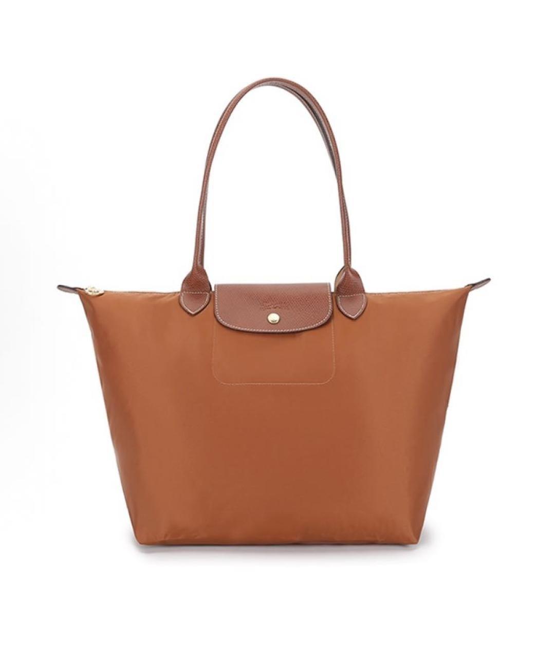 LONGCHAMP Коричневая тканевая сумка с короткими ручками, фото 1