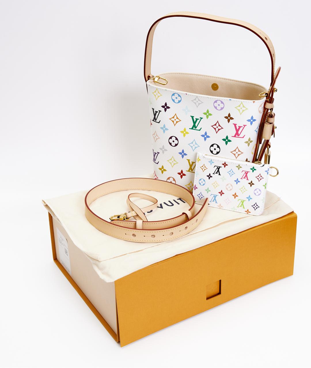 LOUIS VUITTON Белая кожаная сумка через плечо, фото 8