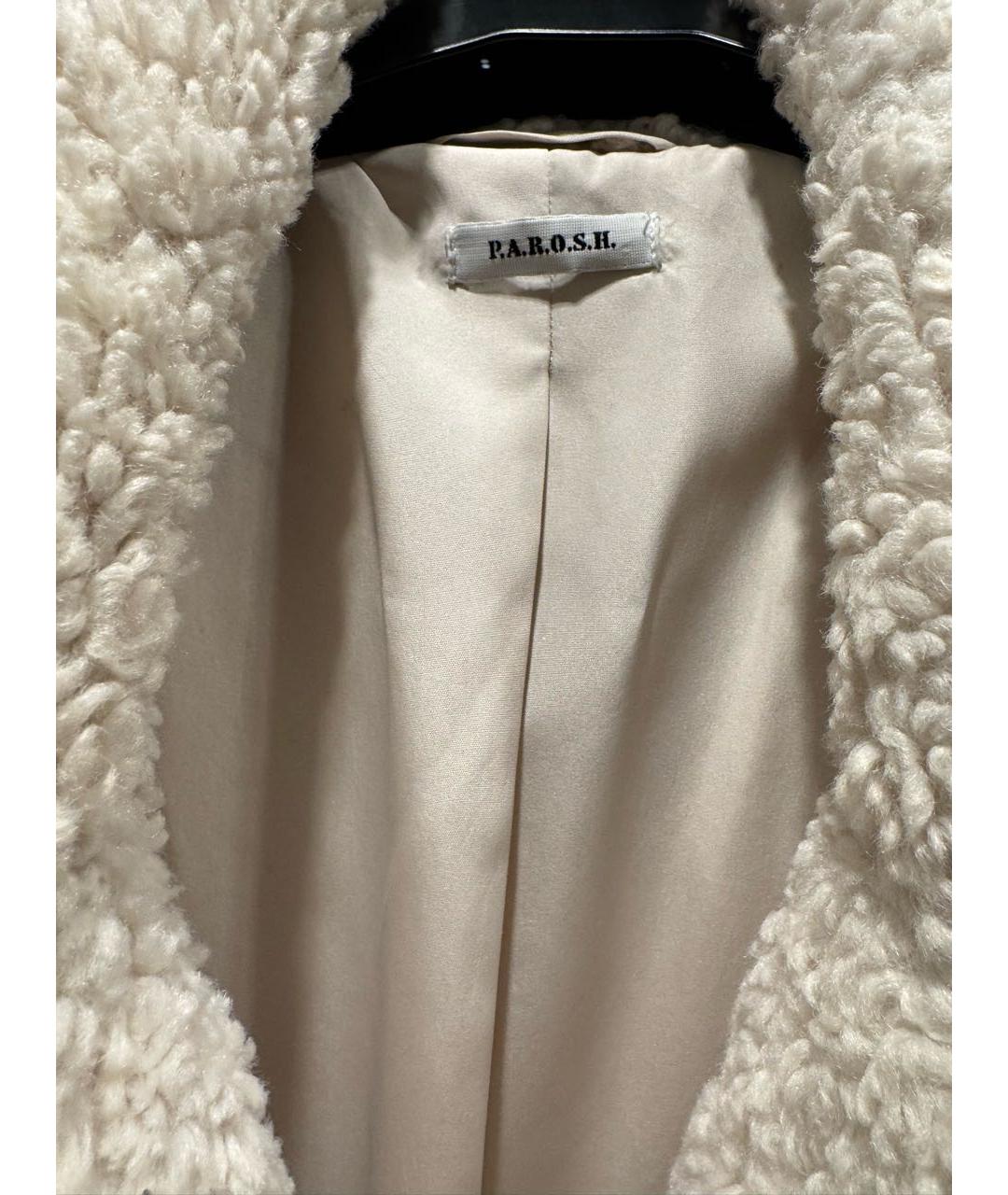 P.A.R.O.S.H. Белая полиэстеровая шуба, фото 3