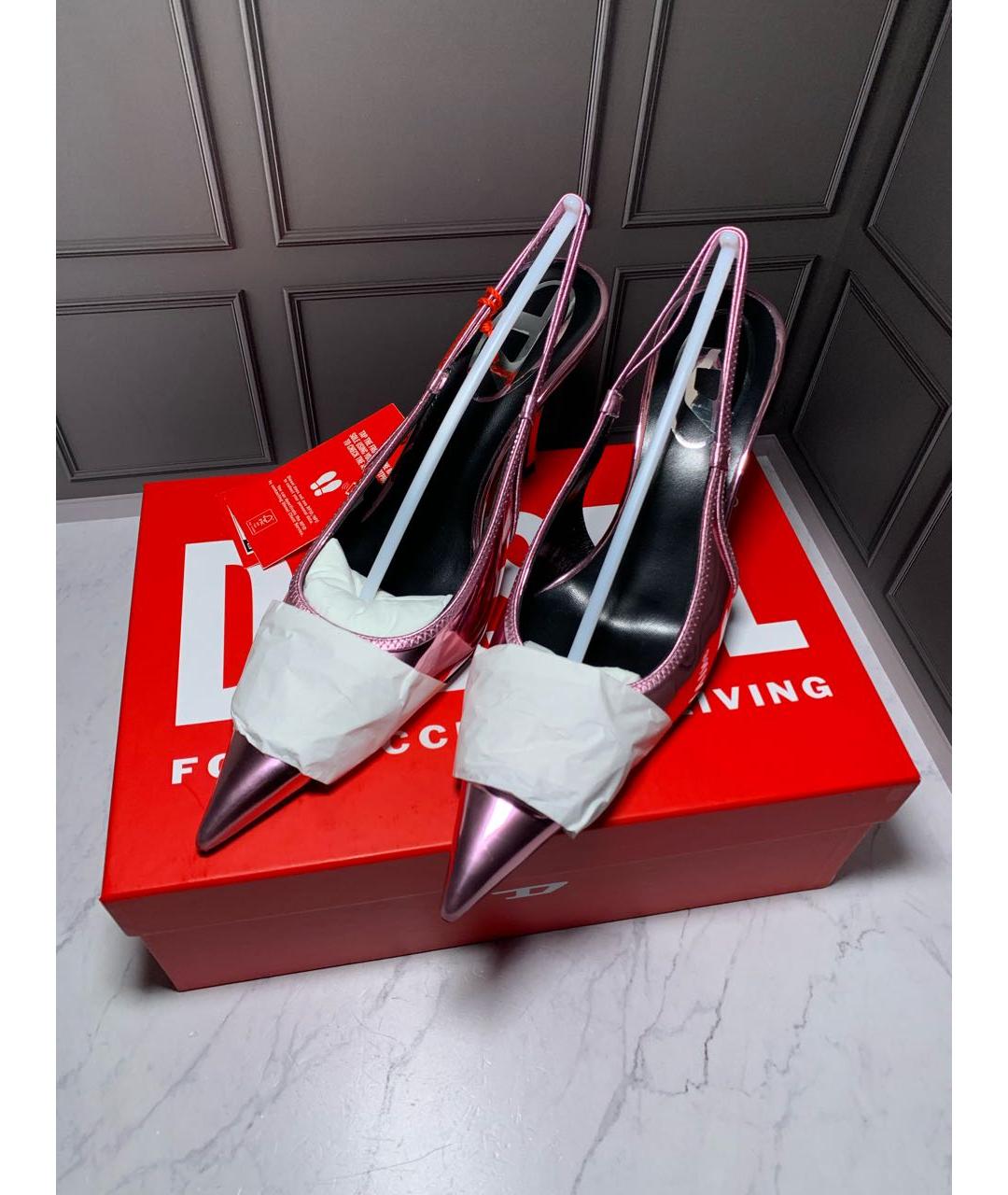 DIESEL Розовые туфли из лакированной кожи, фото 4