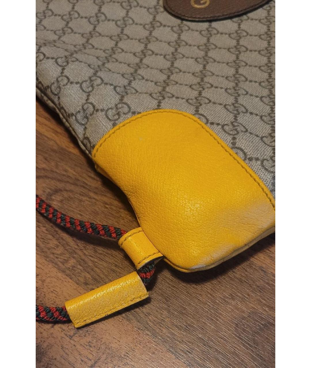 GUCCI Бежевый кожаный рюкзак, фото 6