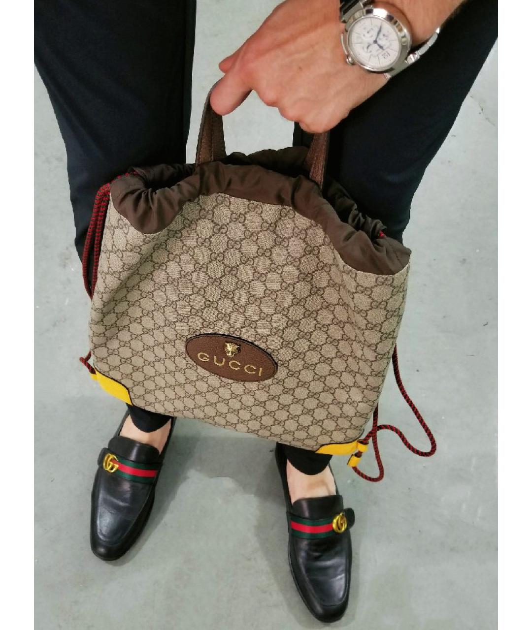 GUCCI Бежевый кожаный рюкзак, фото 2