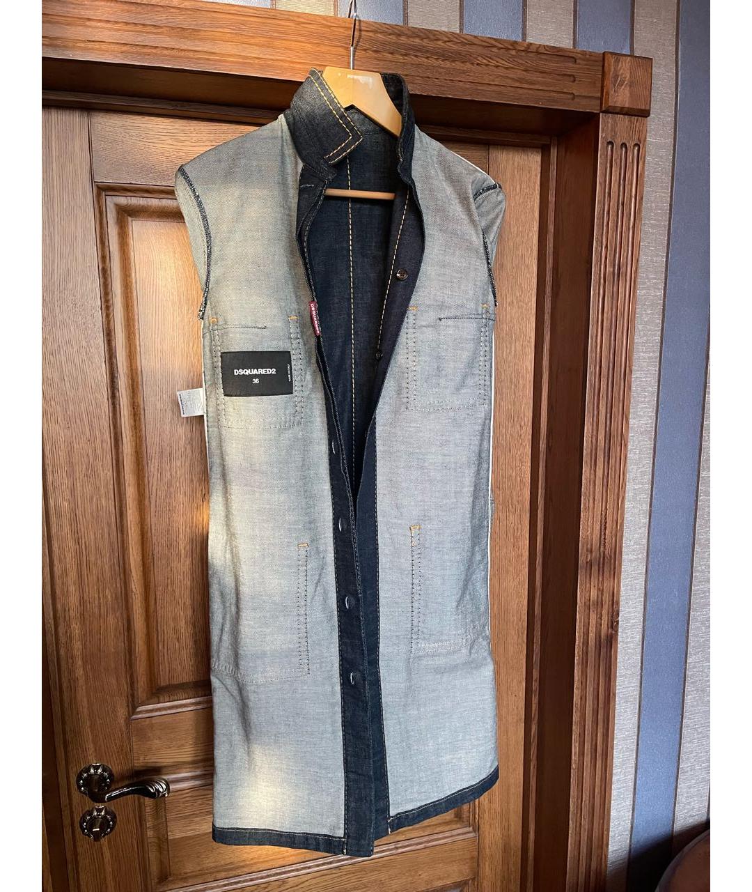 DSQUARED2 Темно-синий хлопковый тренч/плащ, фото 4