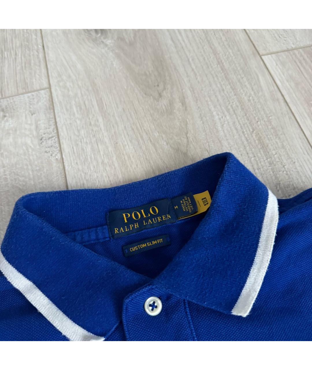 POLO RALPH LAUREN Синее хлопковое поло с коротким рукавом, фото 3