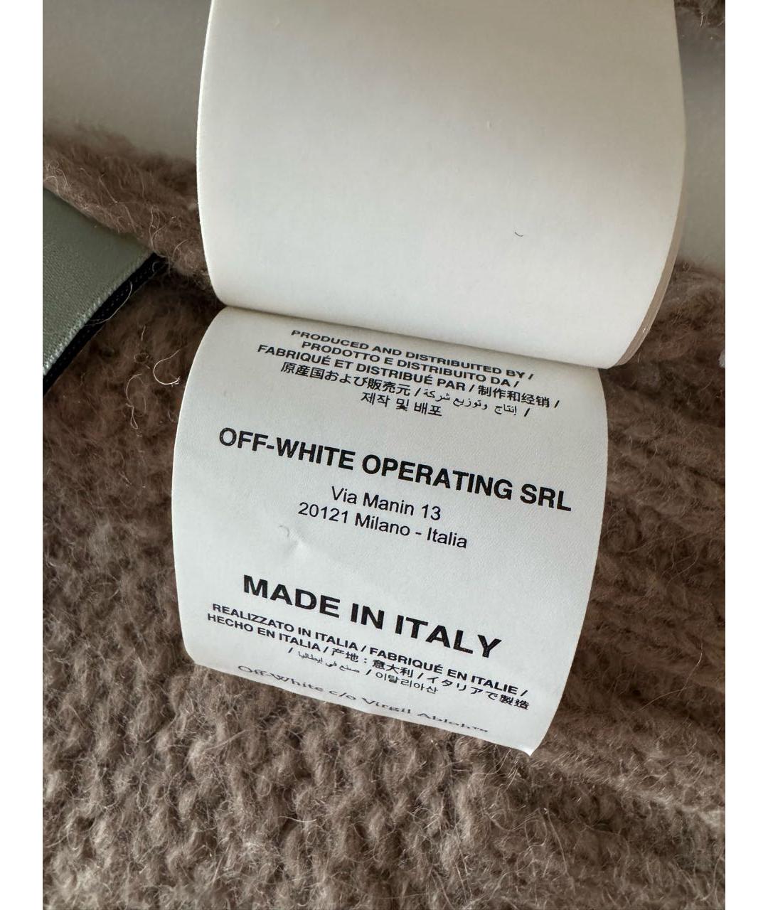 OFF-WHITE Бежевый шерстяной джемпер / свитер, фото 7