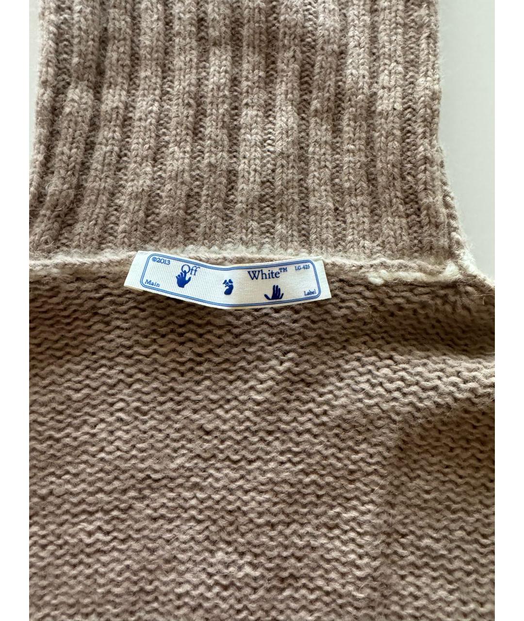 OFF-WHITE Бежевый шерстяной джемпер / свитер, фото 5