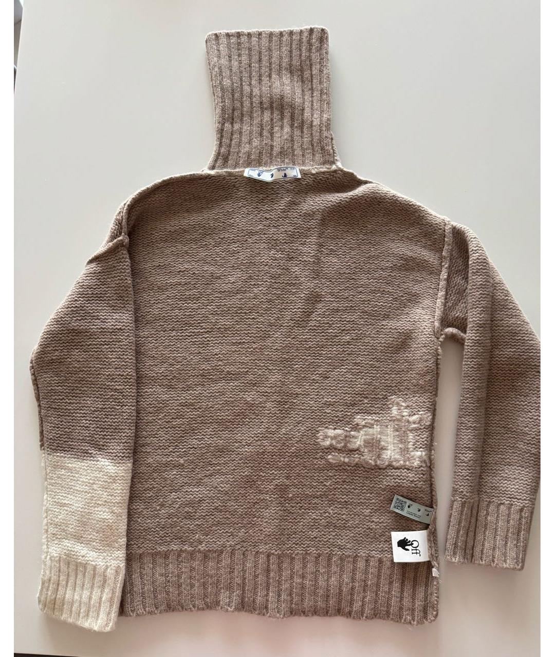 OFF-WHITE Бежевый шерстяной джемпер / свитер, фото 3