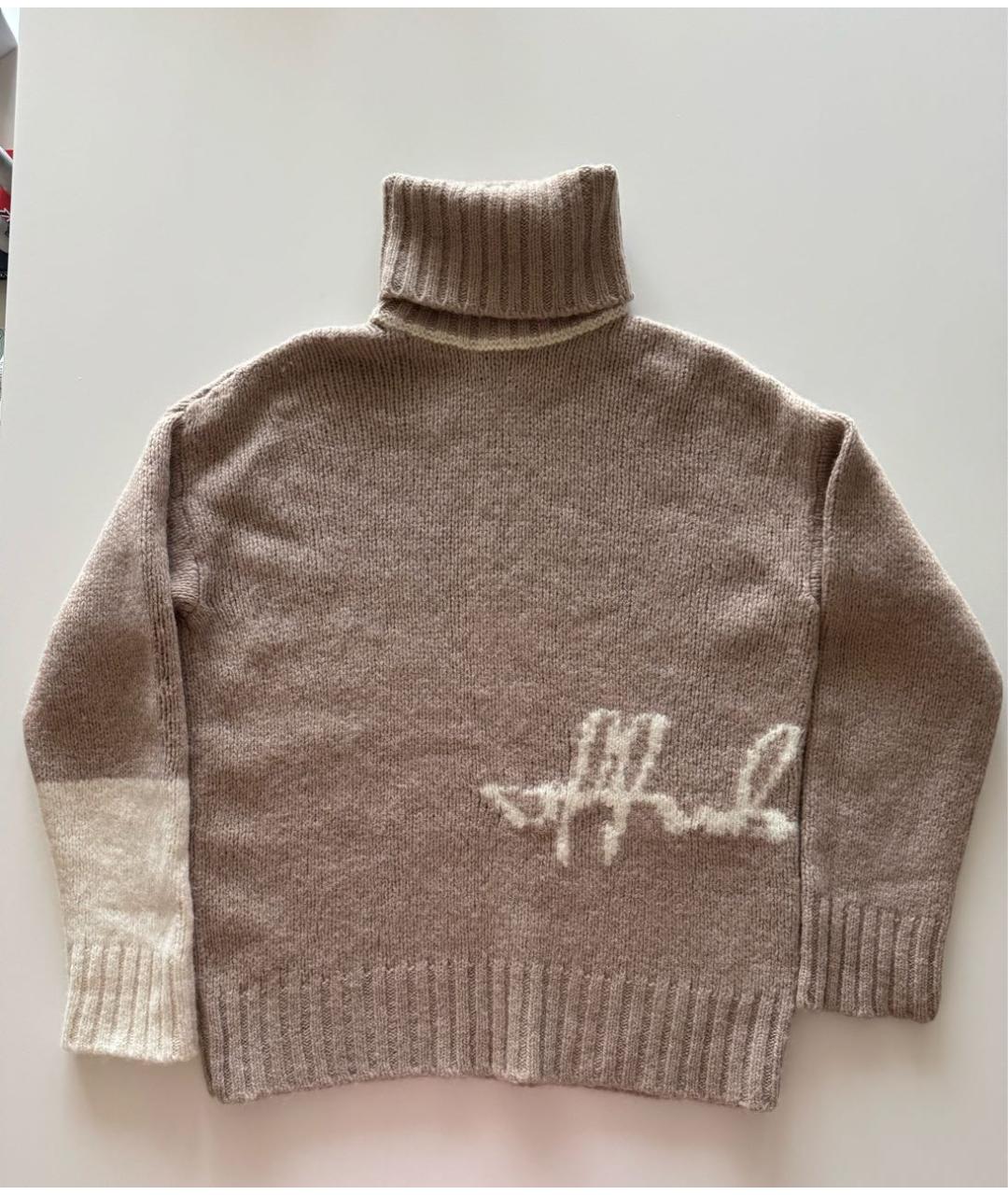 OFF-WHITE Бежевый шерстяной джемпер / свитер, фото 9