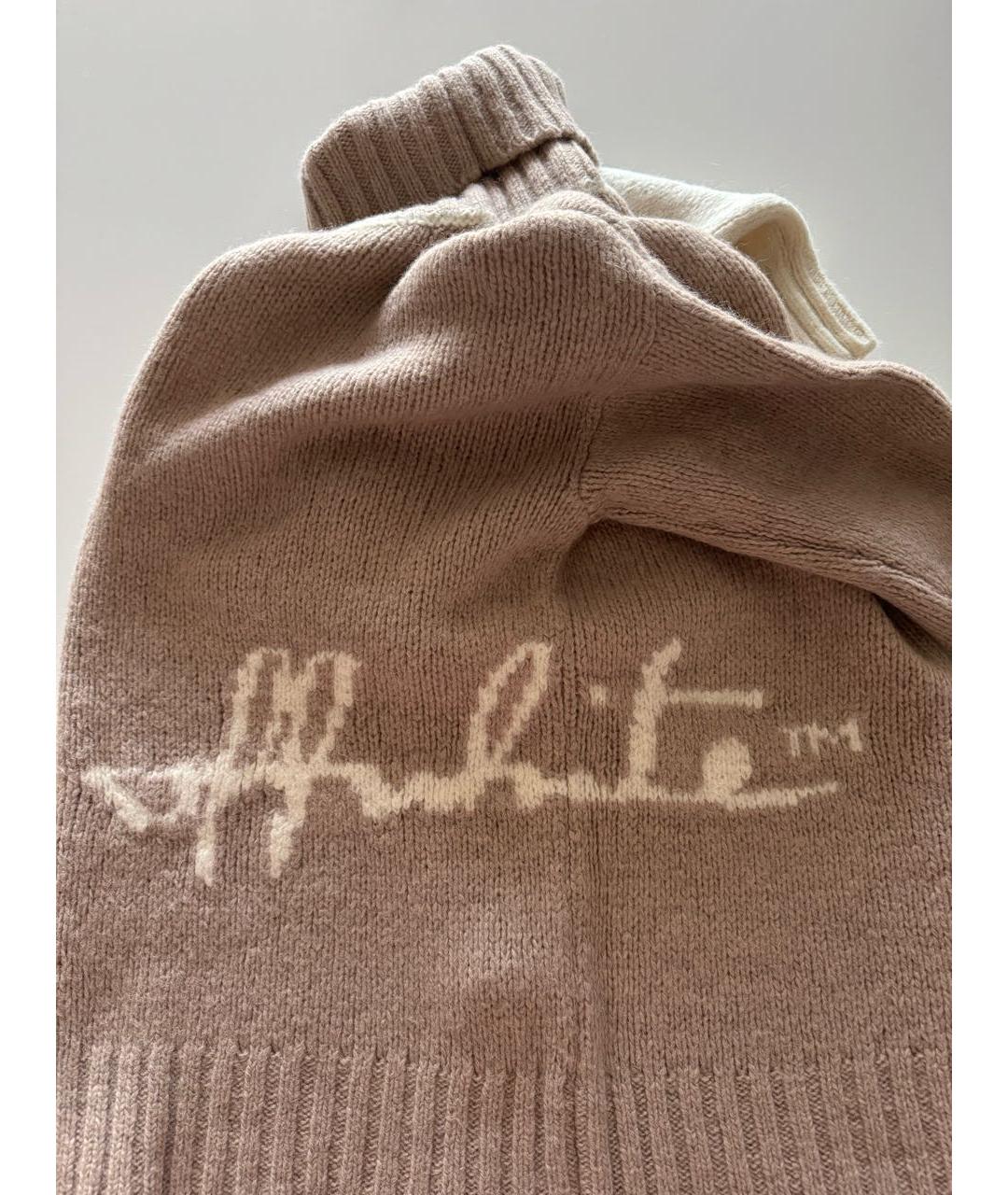 OFF-WHITE Бежевый шерстяной джемпер / свитер, фото 4