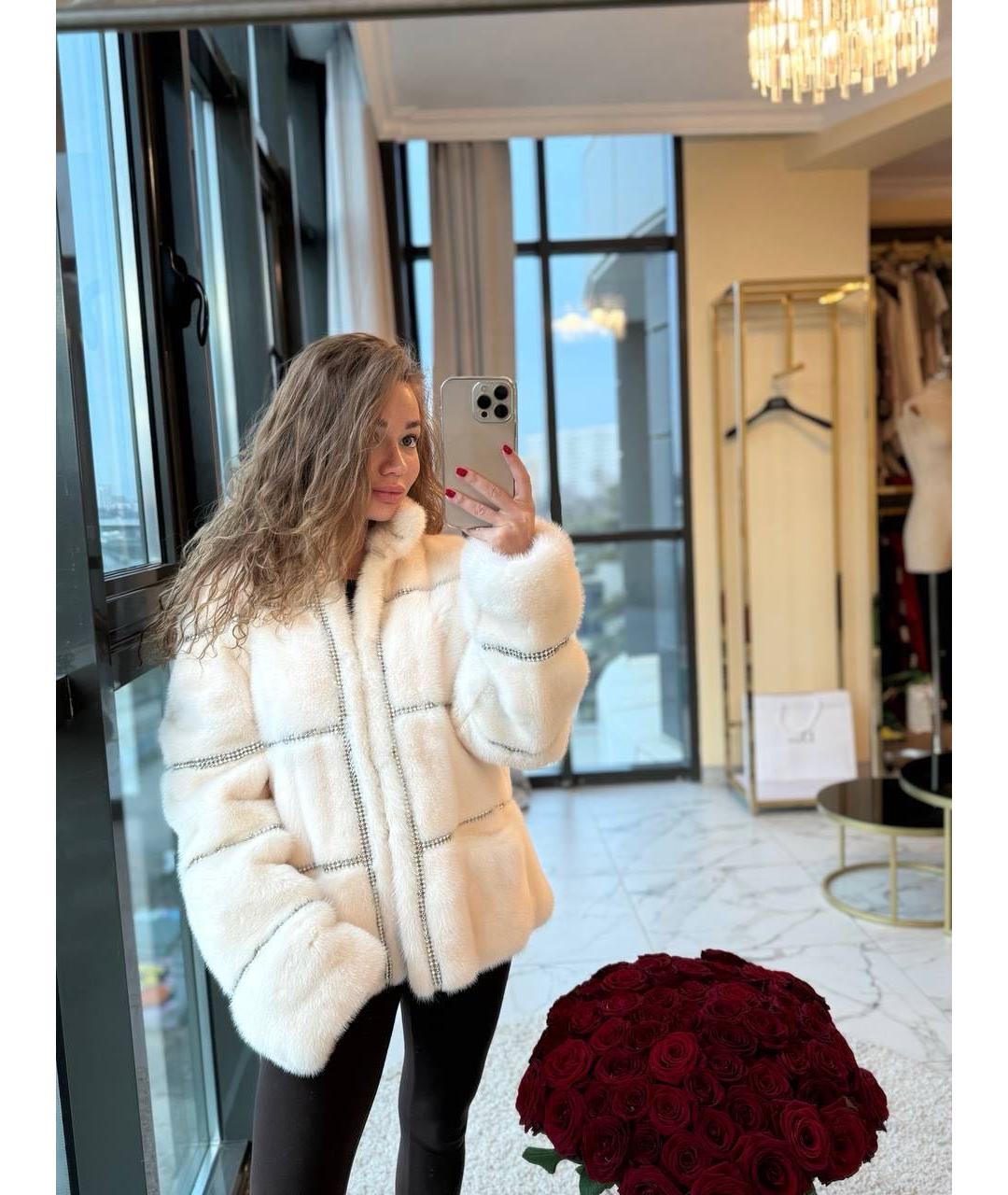 ESCADA Белая меховая шуба, фото 5