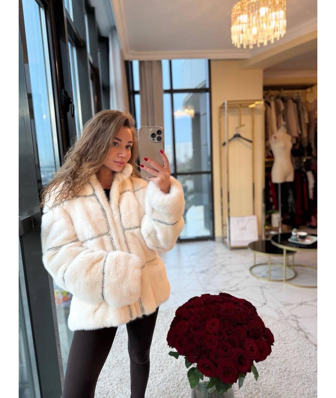 ESCADA Белая меховая шуба, фото 7