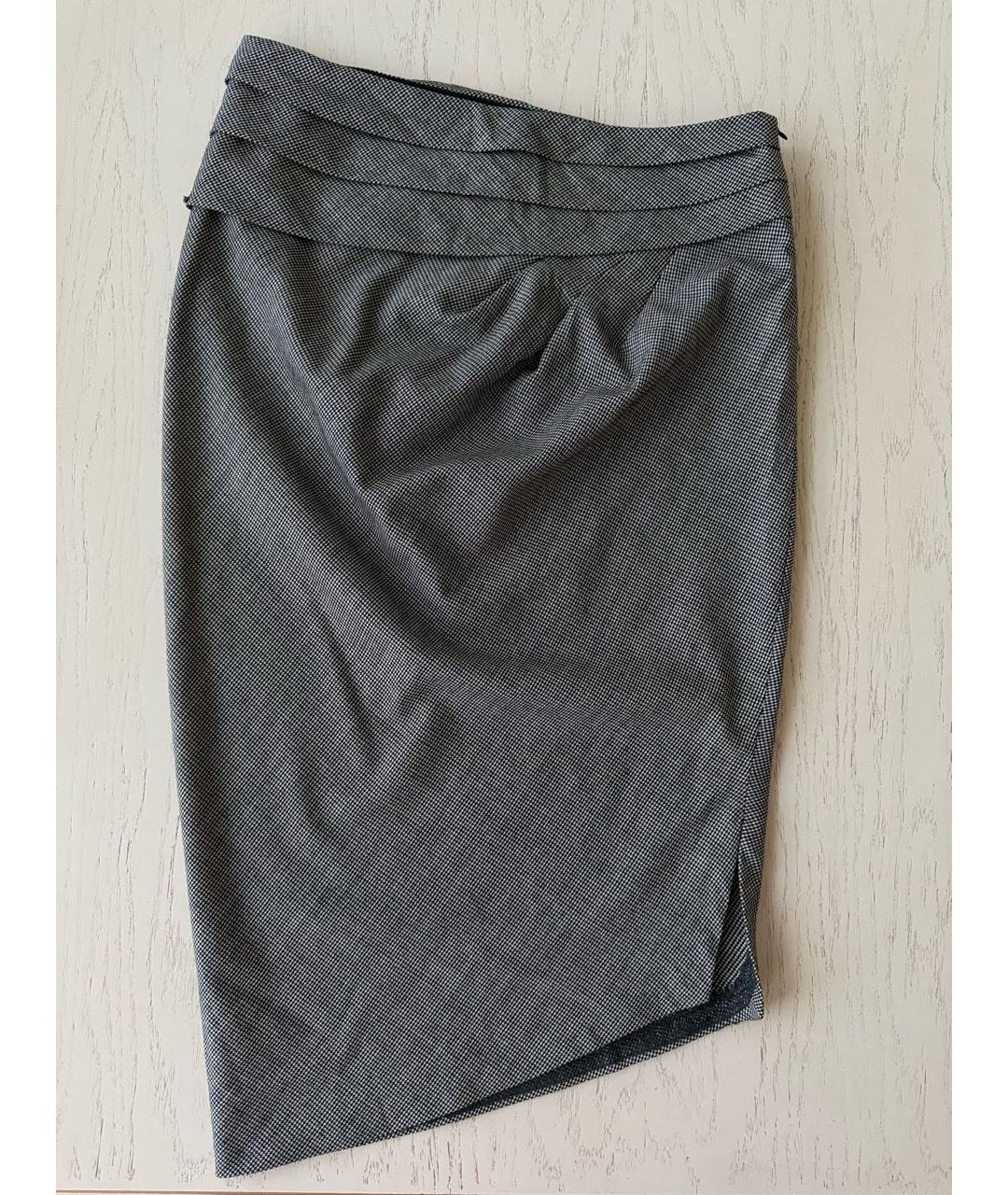 SPORTMAX Серая шерстяная юбка миди, фото 2