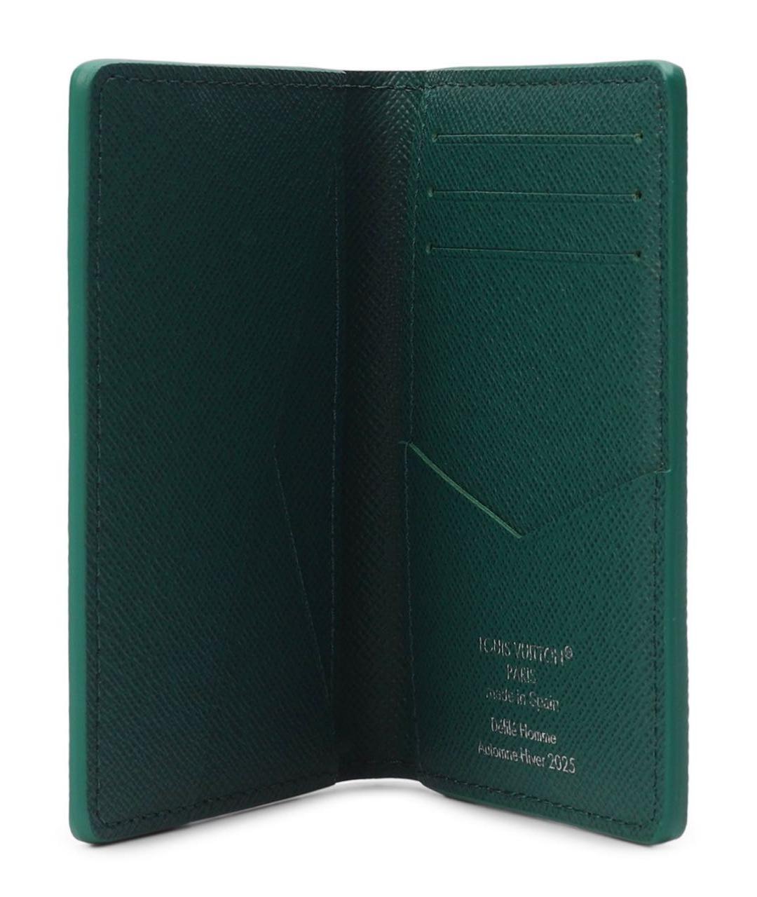 LOUIS VUITTON Зеленый кожаный кардхолдер, фото 3