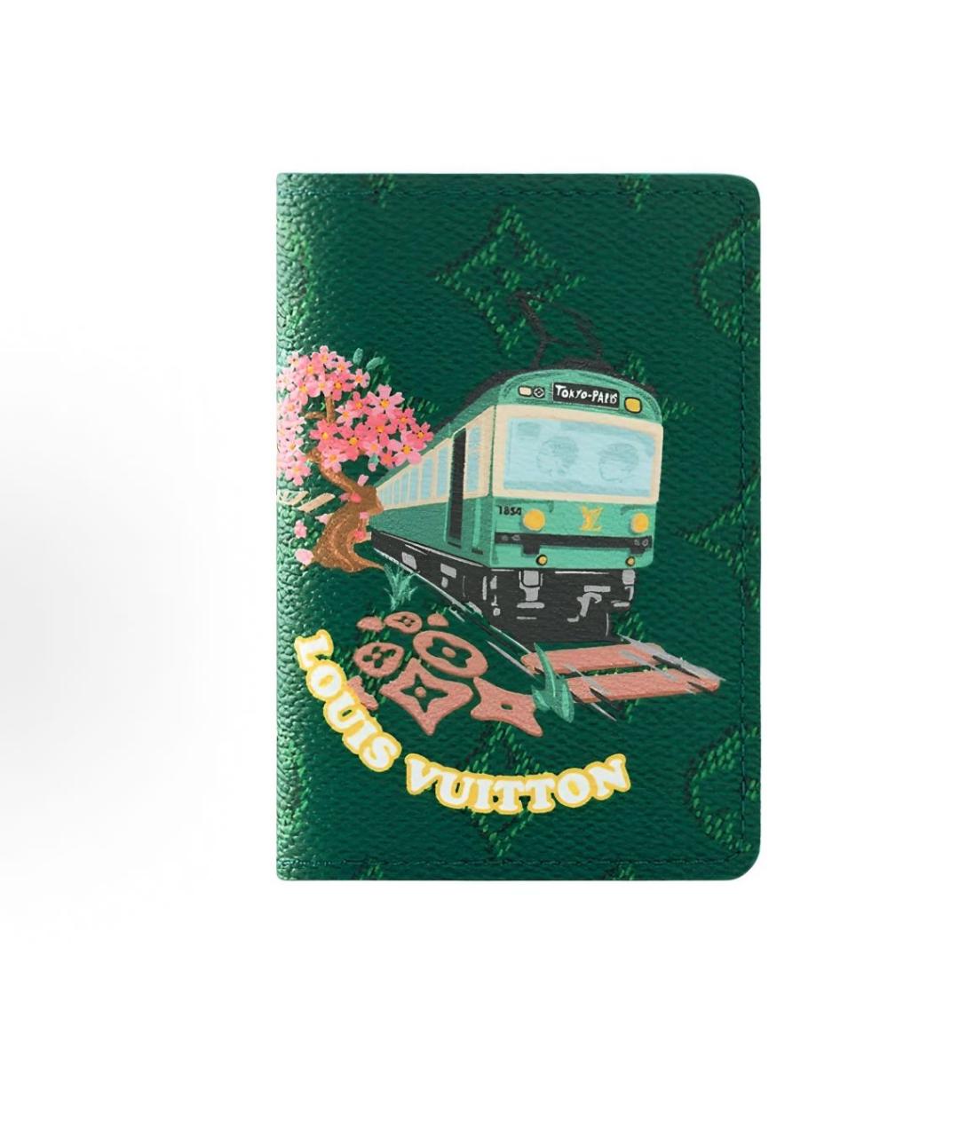 LOUIS VUITTON Зеленый кожаный кардхолдер, фото 5