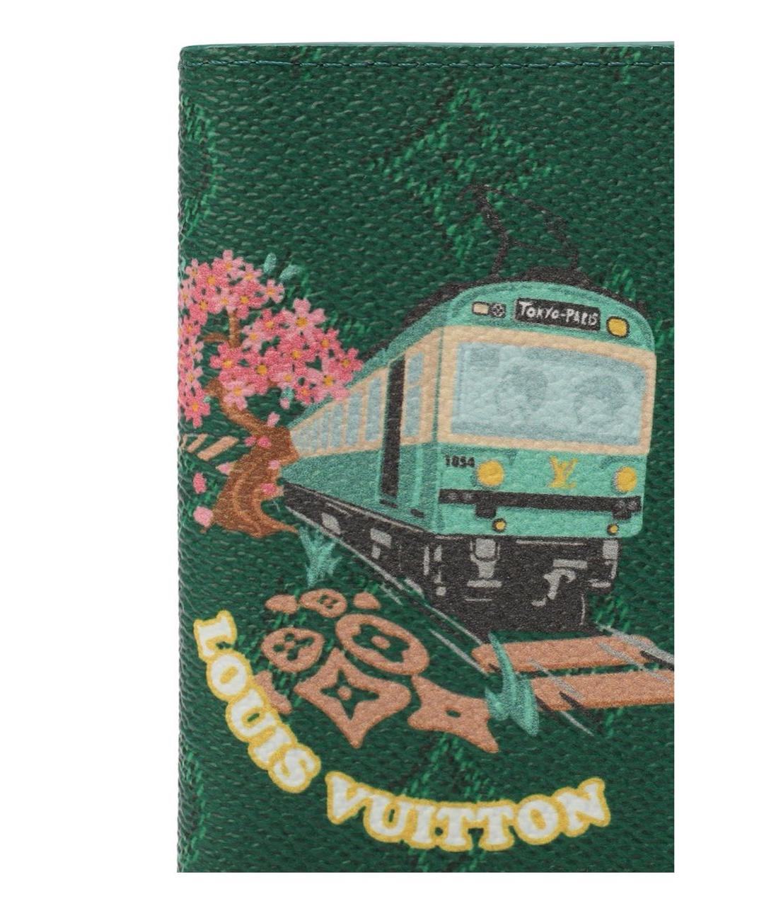 LOUIS VUITTON Зеленый кожаный кардхолдер, фото 4