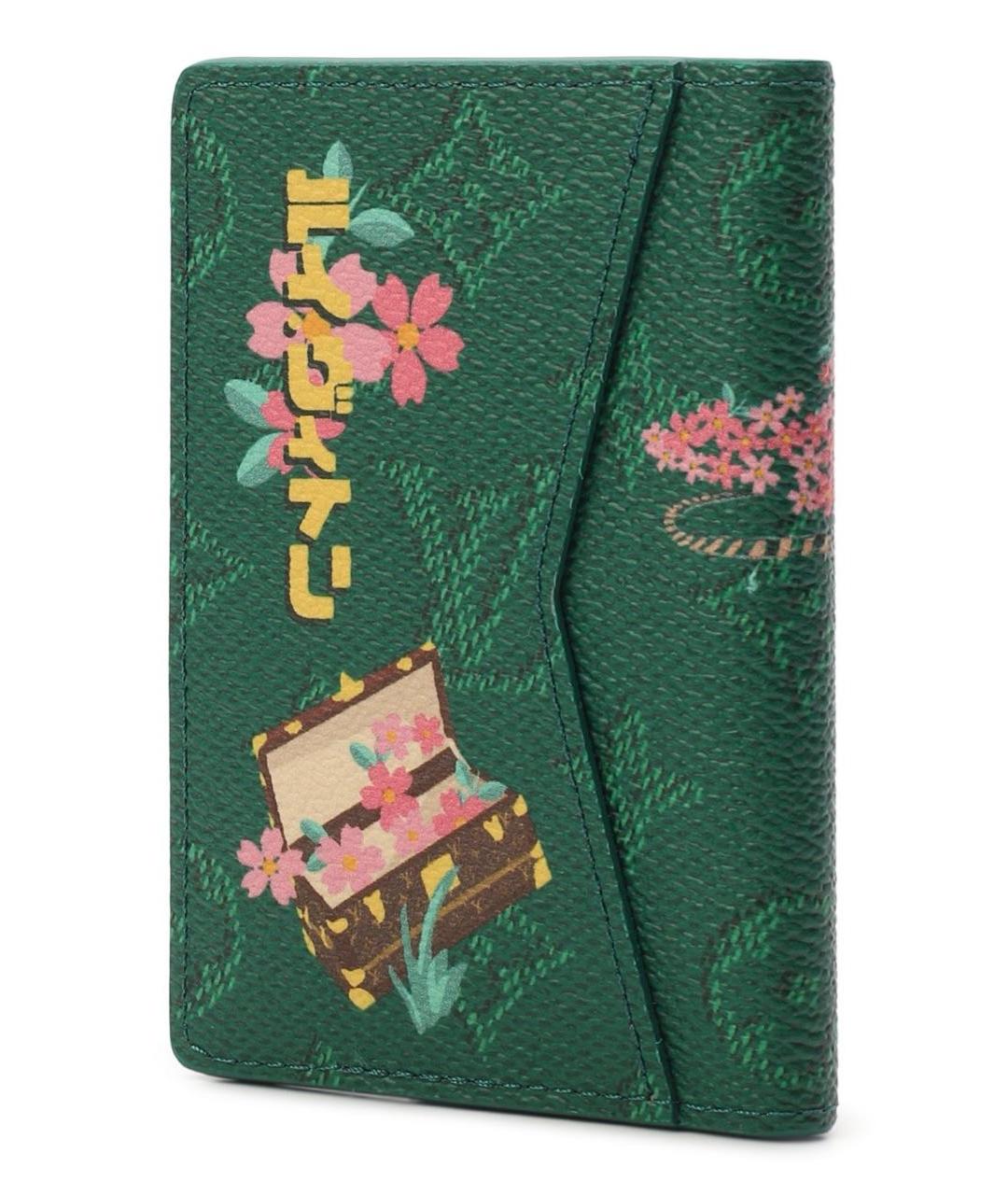 LOUIS VUITTON Зеленый кожаный кардхолдер, фото 2