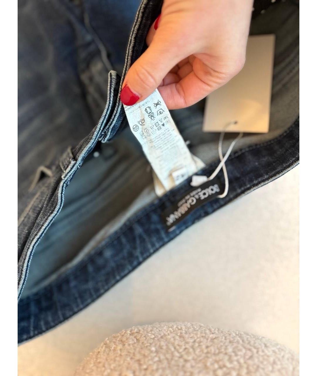 DOLCE&GABBANA Темно-синие хлопковые прямые джинсы, фото 3