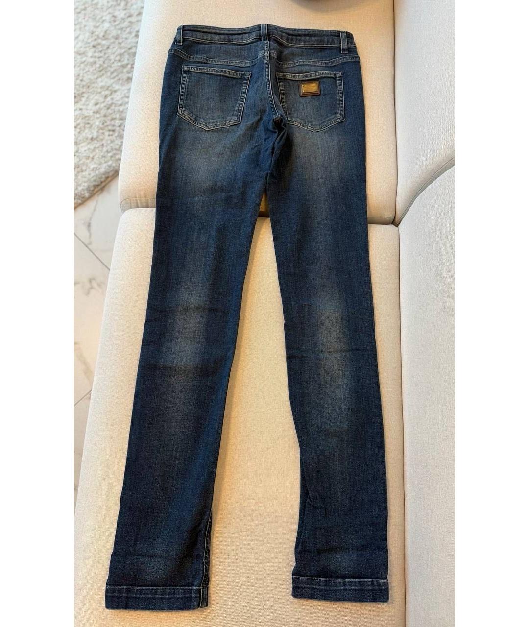 DOLCE&GABBANA Темно-синие хлопковые прямые джинсы, фото 2