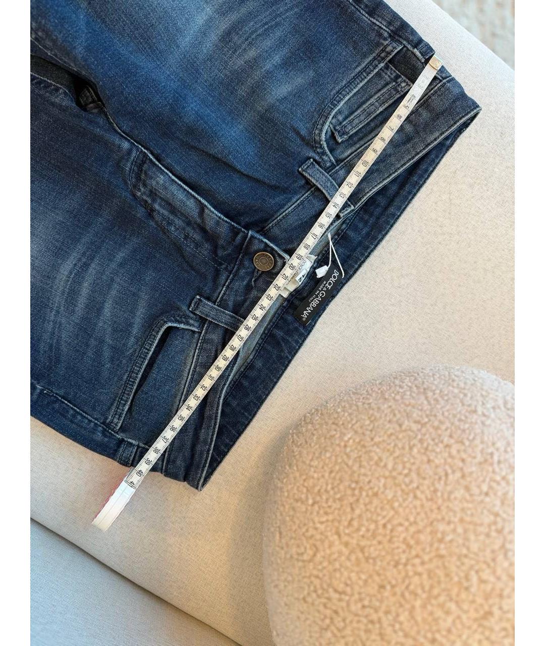 DOLCE&GABBANA Темно-синие хлопковые прямые джинсы, фото 5