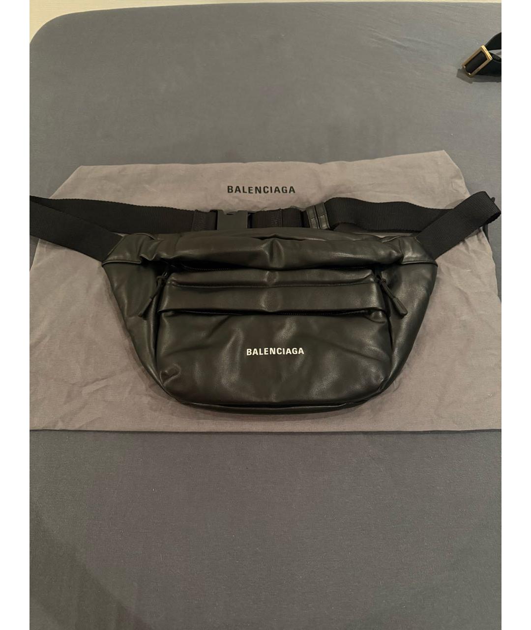 BALENCIAGA Черная кожаная поясная сумка, фото 2