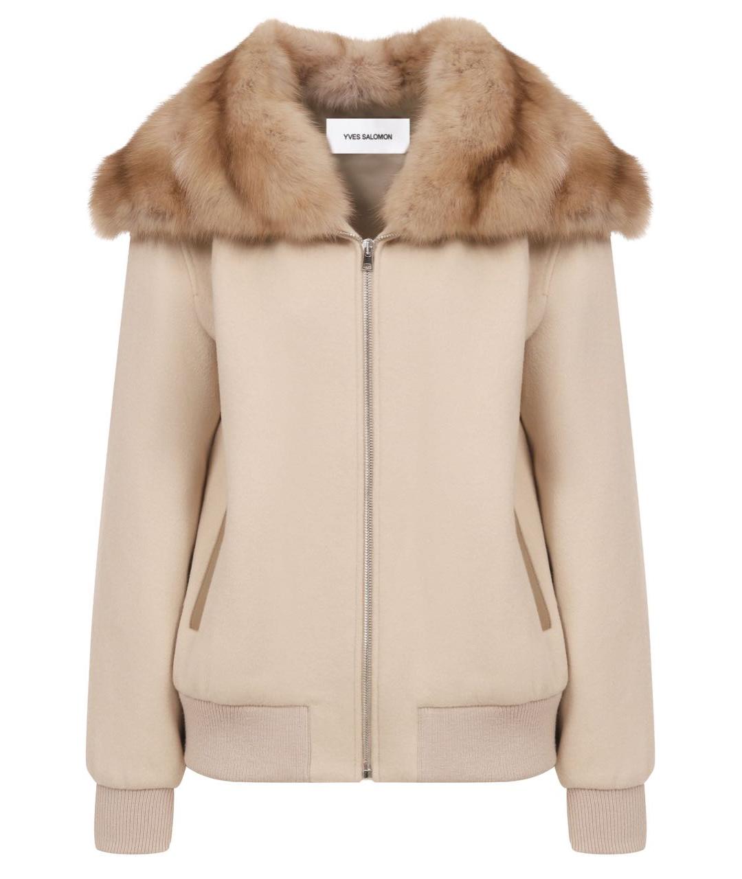 YVES SALOMON Бежевое шерстяное пальто, фото 6