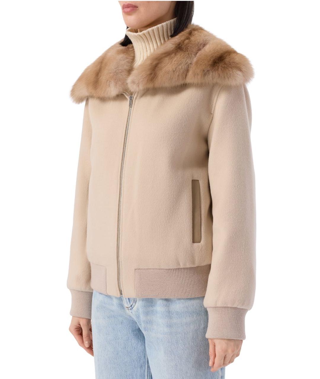 YVES SALOMON Бежевое шерстяное пальто, фото 3