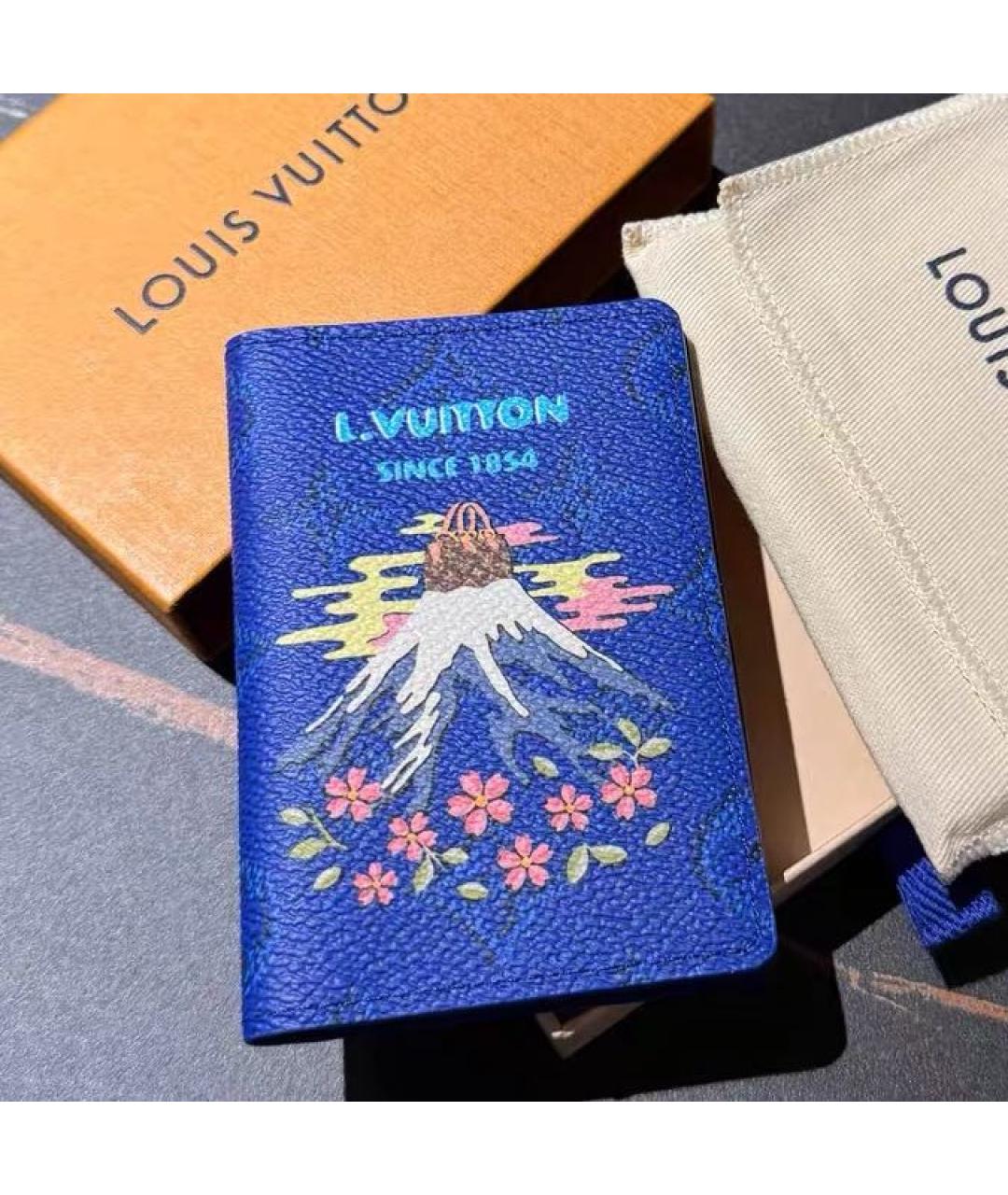 LOUIS VUITTON Синий кожаный кардхолдер, фото 2