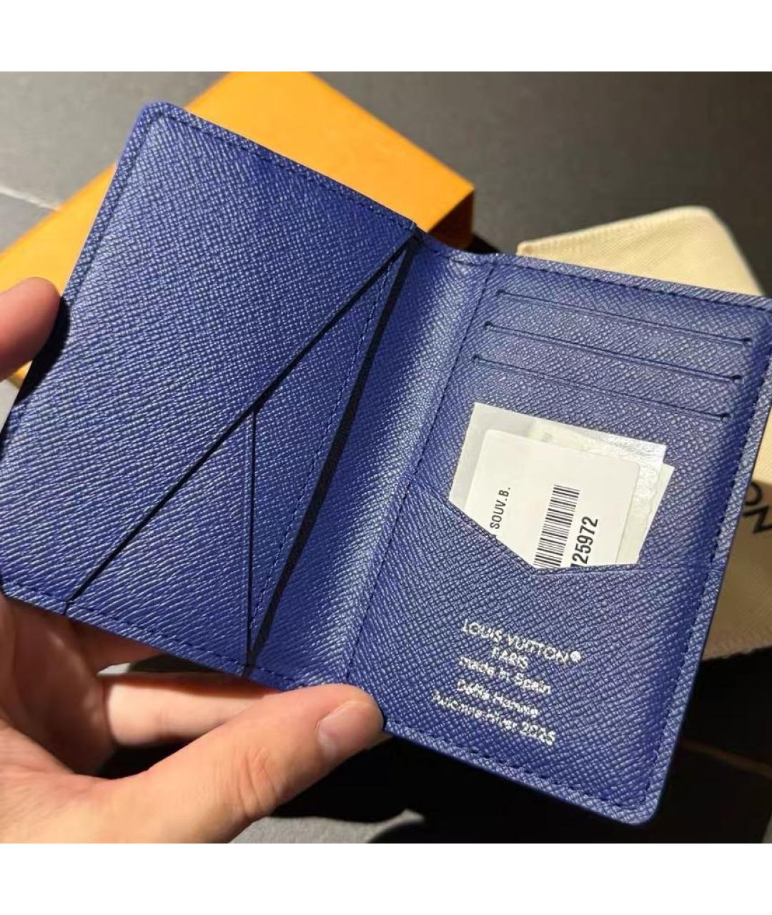 LOUIS VUITTON Синий кожаный кардхолдер, фото 4