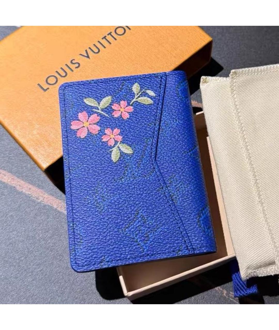 LOUIS VUITTON Синий кожаный кардхолдер, фото 3