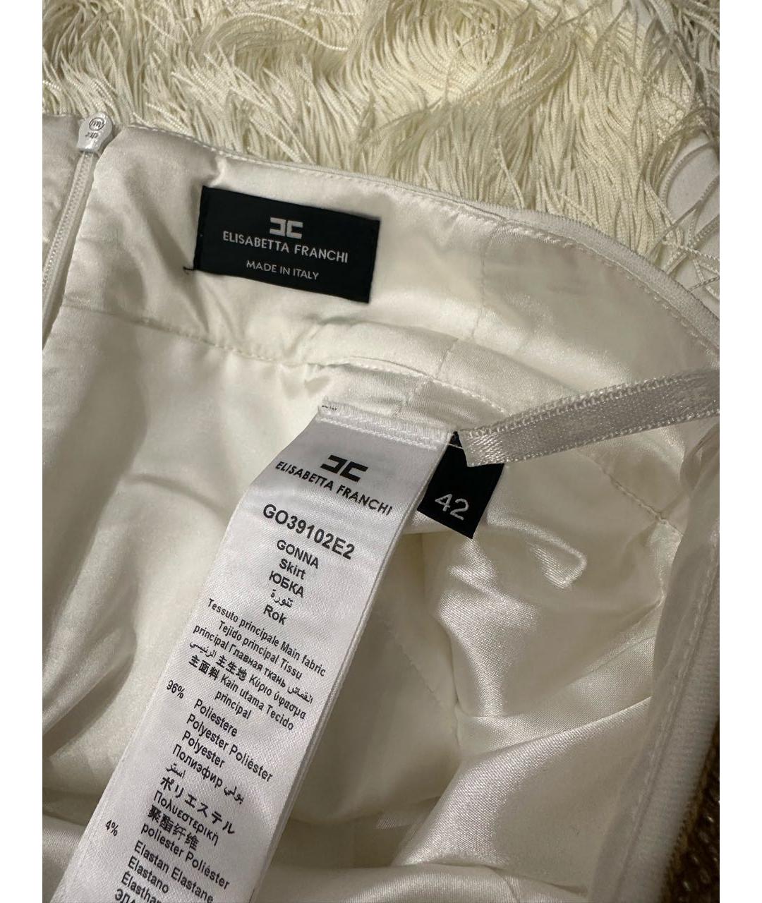 ELISABETTA FRANCHI Белая полиэстеровая юбка мини, фото 5